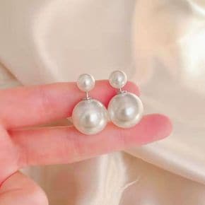 진주귀걸이 진주 스노우볼 크러치 진주뒷장식귀걸이