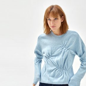 CRINKLED KNIT TOP SKY BLUE