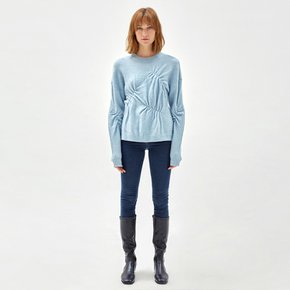 CRINKLED KNIT TOP SKY BLUE