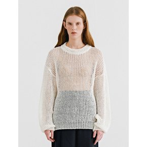 NET LONG SLEEVE KNIT - WHITE