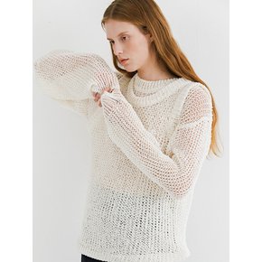 NET LONG SLEEVE KNIT - WHITE