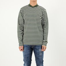 스트라이프 남성 긴팔티 MTS0600WH11 화이트/그린 Barbour Lanercost Long Sleeve Tee