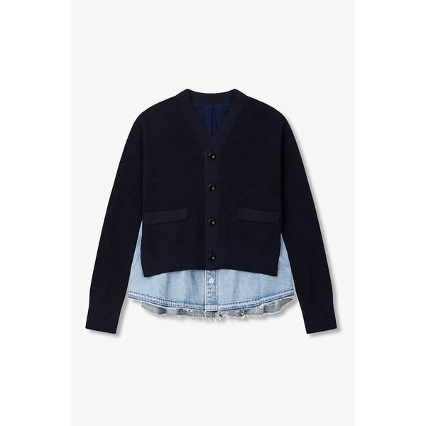 여성 데님 믹스 니트 가디건 6415331111000