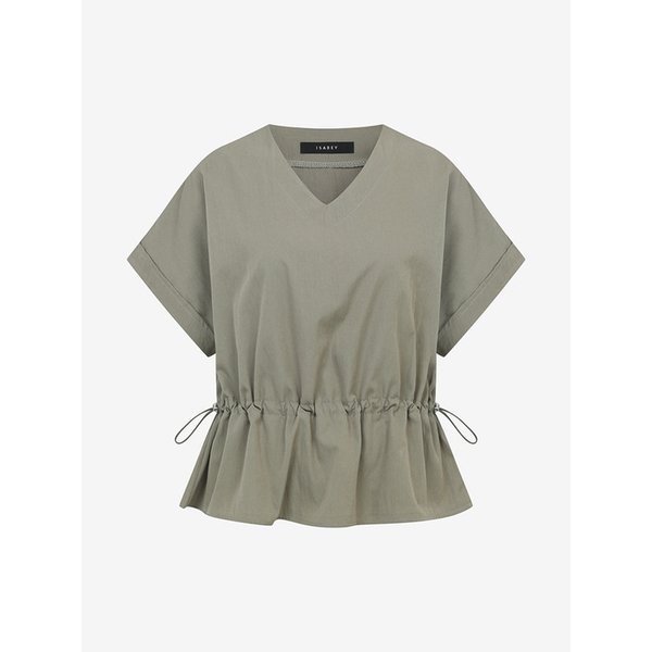 허리 스트링 브이넥 반팔 블라우스 (VMBAF2451)