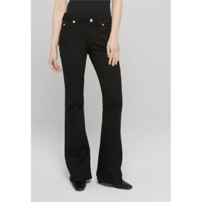 True Religion 트루 종교 조이 미드 라이즈 플레어 플랩 - 부트컷 진 바디 린스 블랙 7512543
