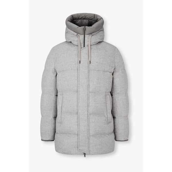 남성 배색 패치 후디드 다운 패딩 코트 4615302002000