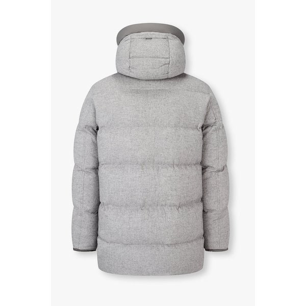 남성 배색 패치 후디드 다운 패딩 코트 4615302002000