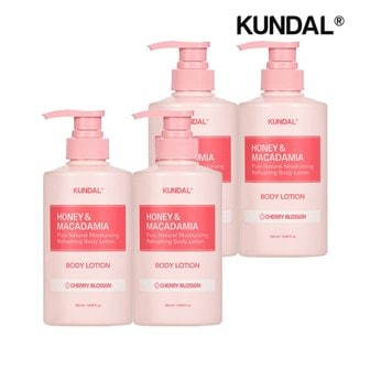 쿤달 허니 앤 마카다미아 퓨어 바디로션 체리블라썸 500ml x4개