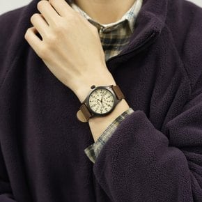 익스페디션 스카웃 40mm 필드워치 가죽밴드 남성손목시계