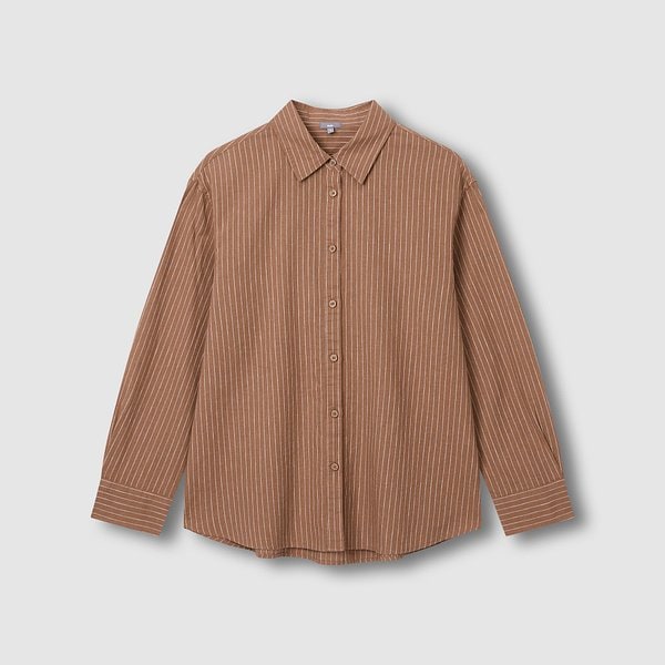 여 리넨 블렌디드 긴팔 셔츠 J116203524073