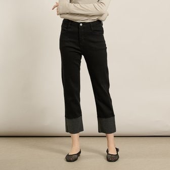 올앤썬드리 [여주점] 올앤선드리 턴업 블랙 데님 팬츠 A5F8P356