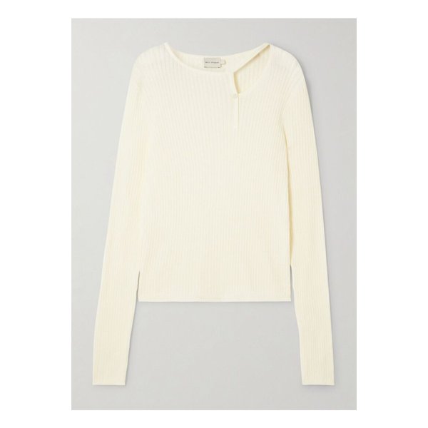 데이지 스튜디오 비대칭 컷아웃 골지 코튼 캐시미어 혼방 스웨터 크림 1647597359456251