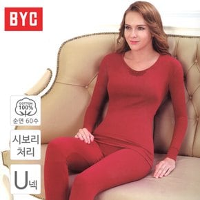 순면 60수 9부 여성 상하 내복 세트 BYL4478