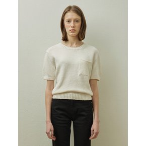 Cotton pocket half sleeve knit_IVORY