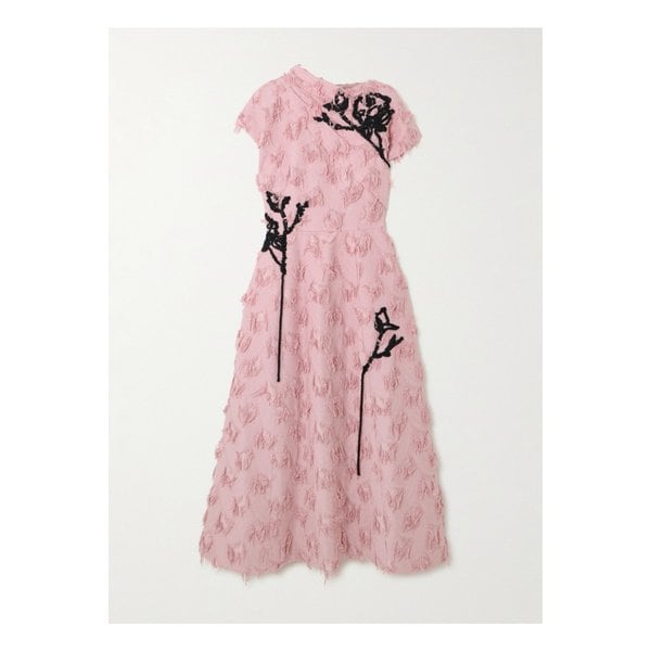 자수 필 쿠페 자카드 미디 드레스 베이비 핑크 46376663162904650