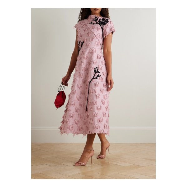 자수 필 쿠페 자카드 미디 드레스 베이비 핑크 46376663162904650