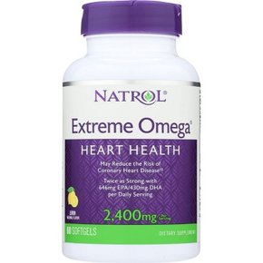 Natrol 오메가 앤 피쉬 오일 익스트림 오메가 2,400mg 소프트젤 - 레몬 60ct, 나트롤 건강식품