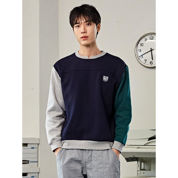 엣지넥 기모쭈리 삼색 맨투맨 CXS23WKMTB07 NAV