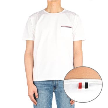 톰브라운 남성 삼선 반팔 티셔츠 (MJS010A 01454 100) 24SS