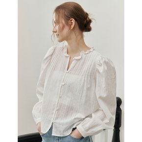 LACE TRIM PINTUCK BLOUSE_WHITE