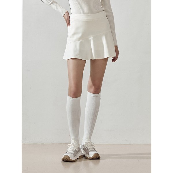[LDFSA90IV] 울 라이크 사선 절개 플레이 스커트 IVORY