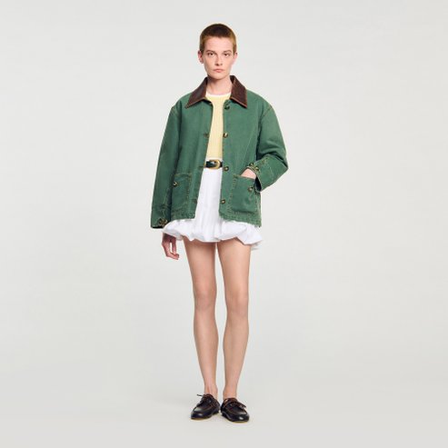 산드로 [SANDRO HOMME] 레더 칼라 워크웨어 자켓 SF25A3FRJD246