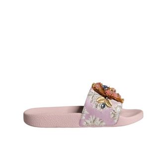 이스퀘어 5363015 Dolce  Gabbana Brocade Crystal Sandals Slides Beachwear Womens Shoes