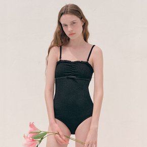 LACE RIBBON SWIMSUIT BLACK