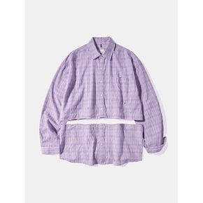 Detachable Crease Check Shirt S167 Pale Pink Purple