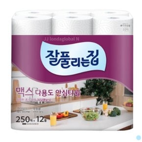 잘풀리는집 키친 타올 타월 맥스 다용도 250매 12롤