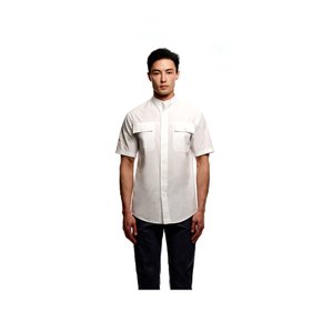 China Hidden Button Short Sleeve Shirt_White