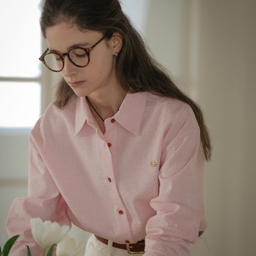 노운베러 Mine button point logo shirt_Pink