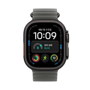 (1차 예약) 애플워치 울트라 4 셀룰러 49mm 블랙 티타늄, 트렌스루센트 블랙 오션 밴드 MJAY4KH/A