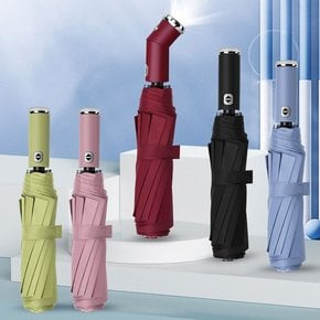 회전 LED 라이트 손잡이 자동 우산 대형 양우산 방수 자외선차단