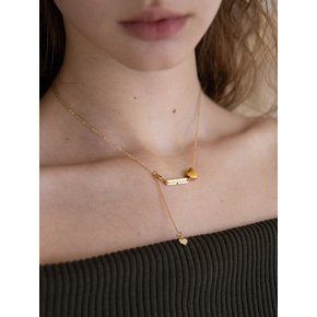 Gold heart point drop chain necklace