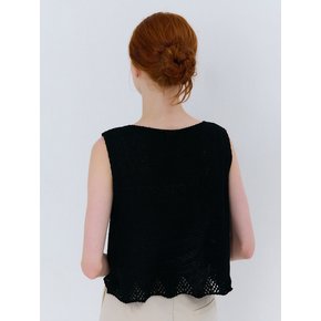 COTTON BOUCLE SLEEVELESS KNIT BLACK