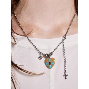 rosette heart necklace-latte