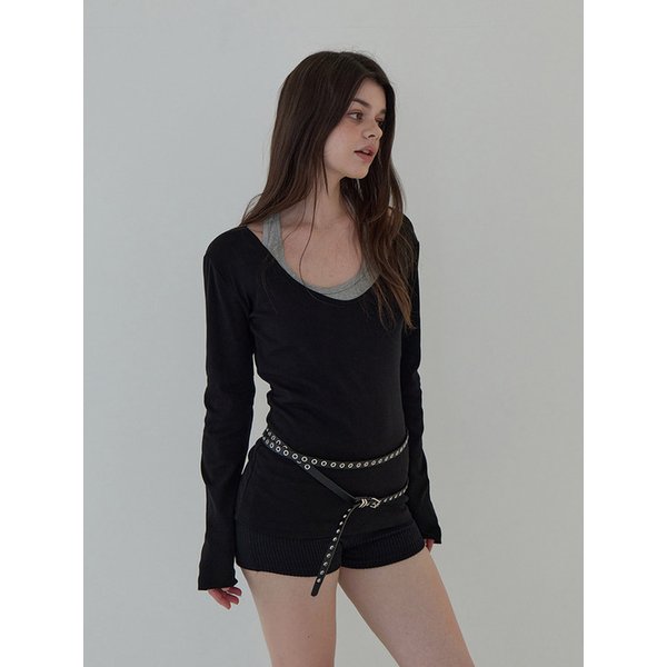 홀터넥 레이어드 롱슬리브 (블랙)