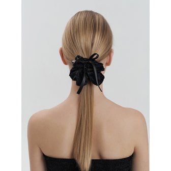 카인더베이비 lace velvet ribbon scrunch - black