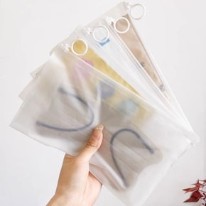 미니멀 반투명 고리 슬라이드 지퍼백 23x14cm LM-0809 옷자락 미니멀