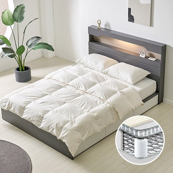 제니 LED 넉다운 3단서랍 벙커수납 침대 SS-호텔식 투인스 매트리스
