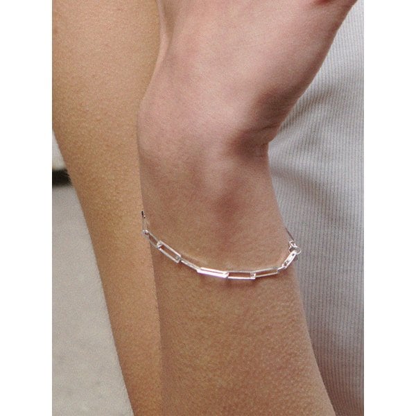 SIMPLE SQUARE CHAIN BRACELET SILVER