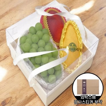 온세담 [9/22일 순차출고][제철과일]알뜰가성비4호 3종혼합세트 총1.1kg(샤인머스켓1입,망고1입,애플망고1입)_신세계로고안전외피박스