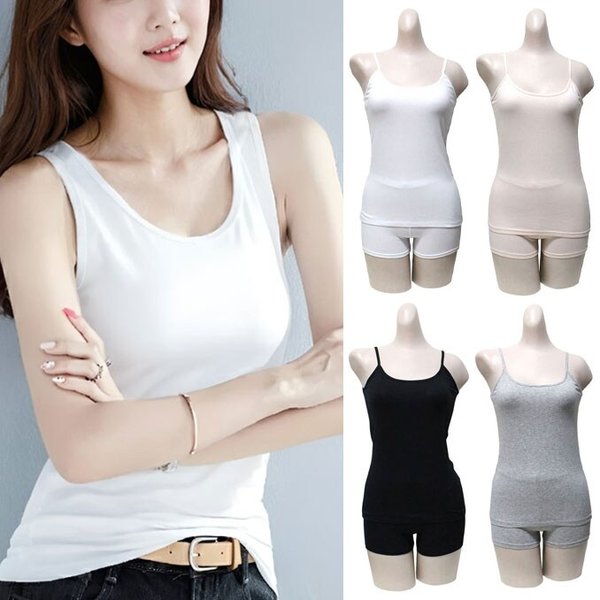 여성 민소매 기본나시 끈나시 데일리 면나시 국내생산