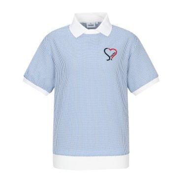 MARTINE GOLF [정상가 258000원]여성 시어서커 스트라이프 반팔 블루 (QW0EKS21543)