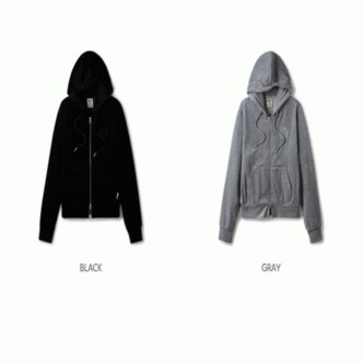 후아유 여성 벨루어 자수 후드 집업 / Velour Embroidery Hood Zip-up_A WHMZE4V21F