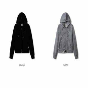 후아유 여성 벨루어 자수 후드 집업 / Velour Embroidery Hood Zip-up_A WHMZE4V21F