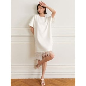 YY_Fringed loose-fit dress_WHITE