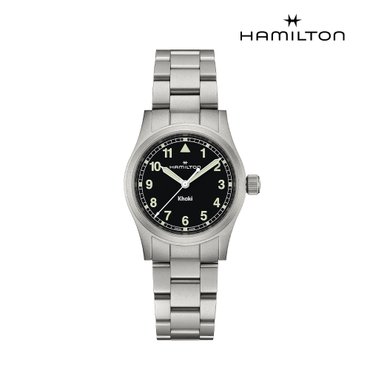 해밀턴 [공식] 해밀턴 카키필드 쿼츠 33mm 블랙 다이얼(그린 야광) 브레이슬릿 시계 H69301130