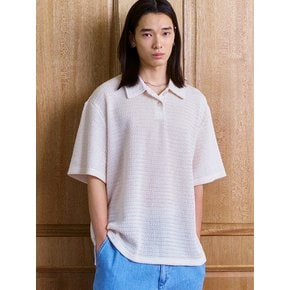 BUTTON UP COLLAR KNIT SHIRTS (CREAM)